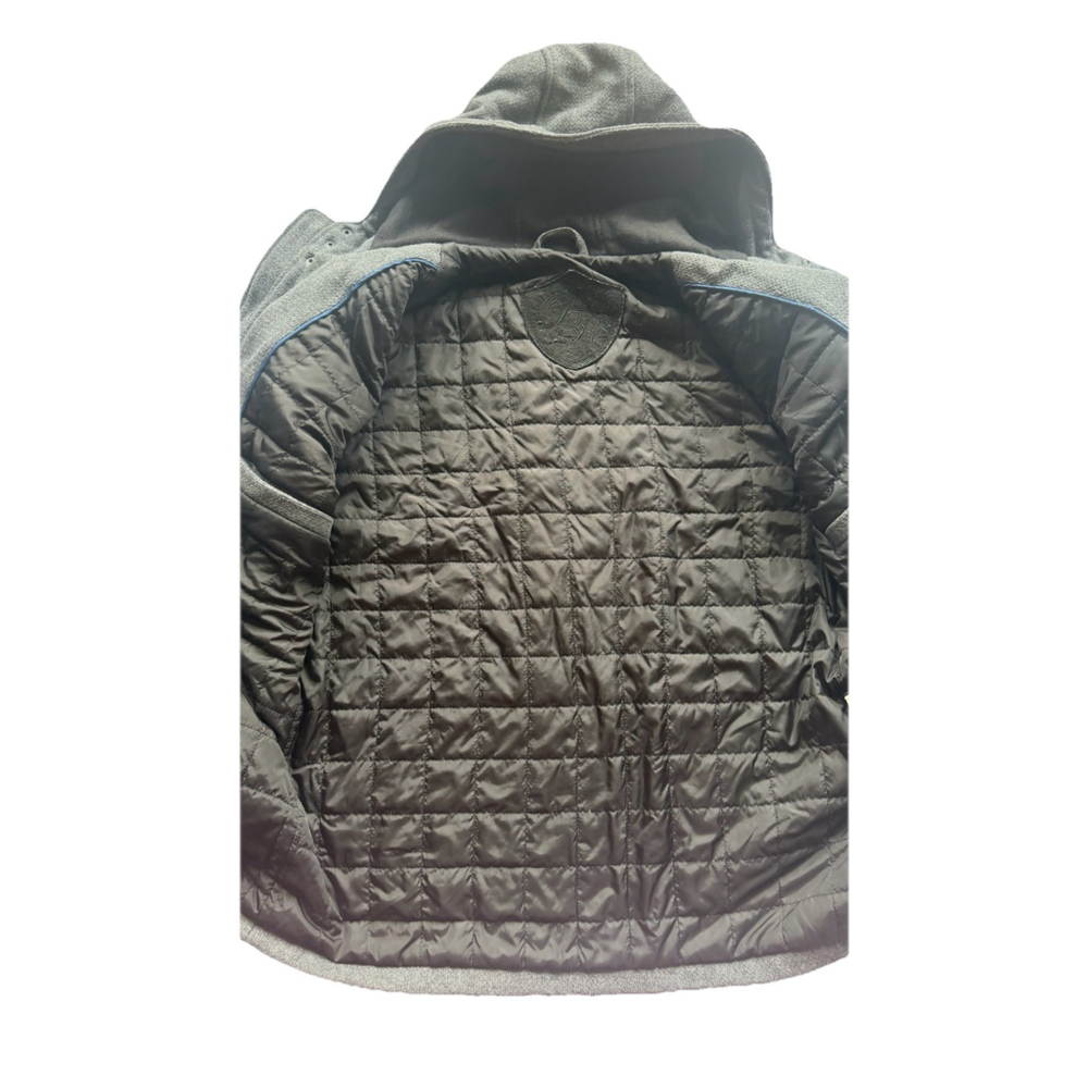 Black Rivet Jacket Mens XL Gray Wool Blend Hooded Parka Quilted Warm Coat - Picture 5 of 8